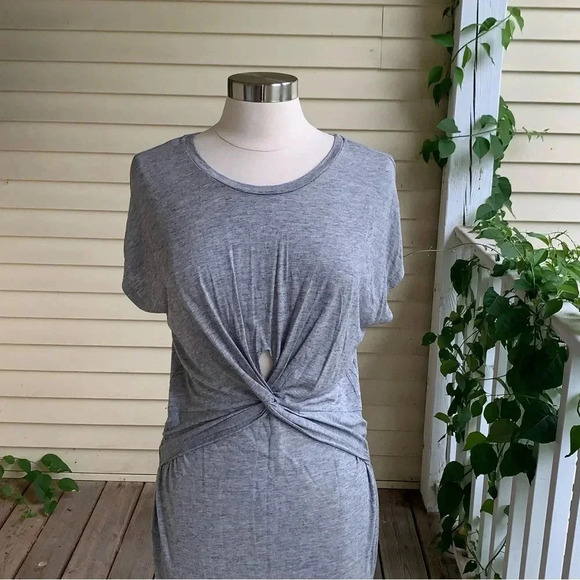 NWT ALLSAINTS Paloma Drape Dress Midi Size Large Gray Marl Knot Front All Saints - Picture 8 of 13